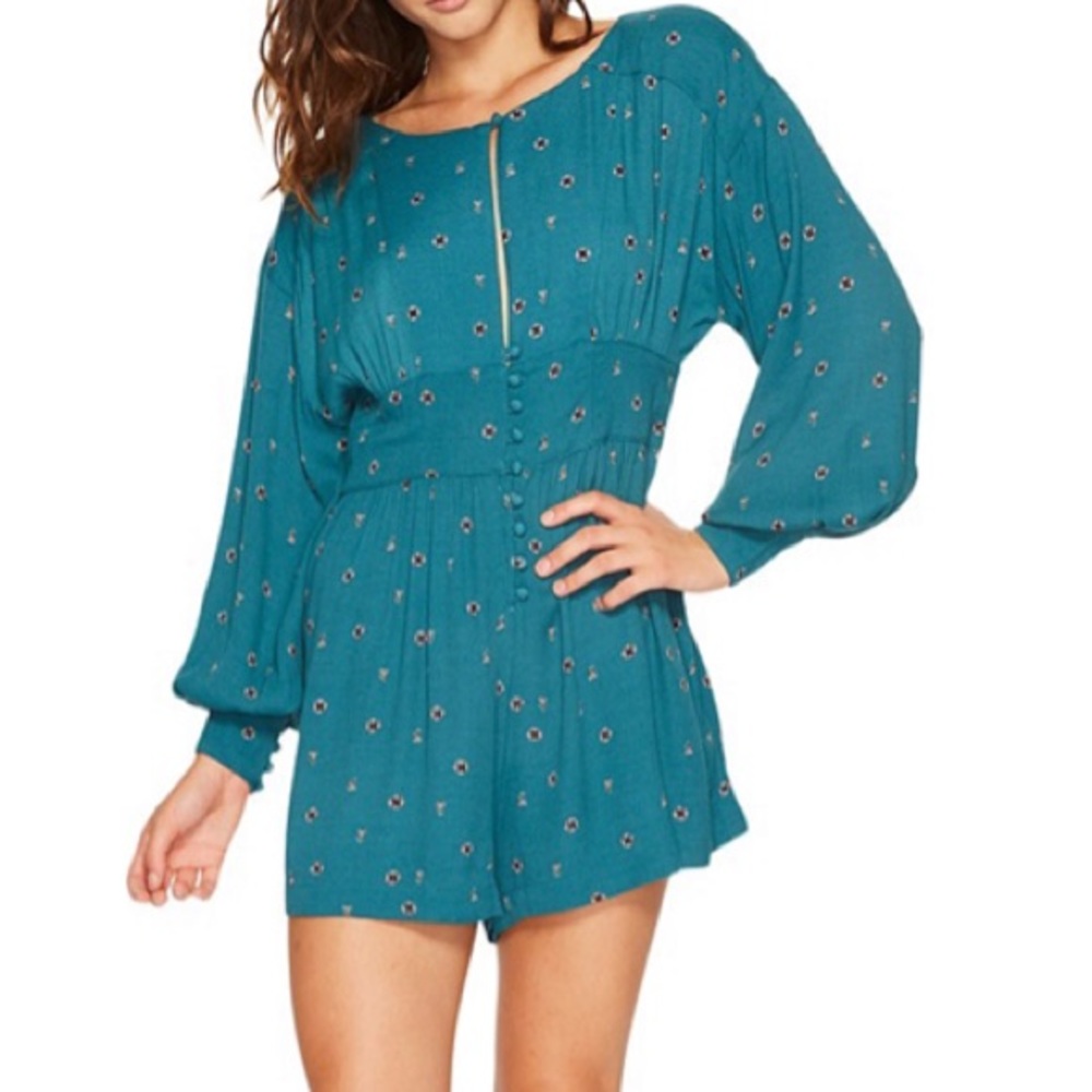 Free people green comb romper love grows Xs NWT - Picture 2 of 8